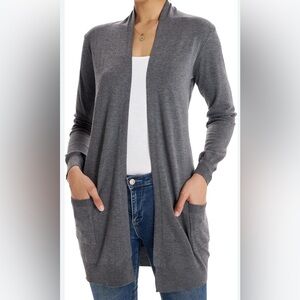 Grace Karin Women's Gray Open-Front Long Cardigan Sweater, size XS